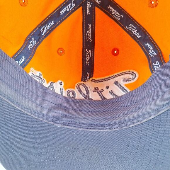 Titleist Pro V1 FJ Embroidered Hat Orange Navy Logo Adjustable Dad Cap Cotton - Picture 7 of 8
